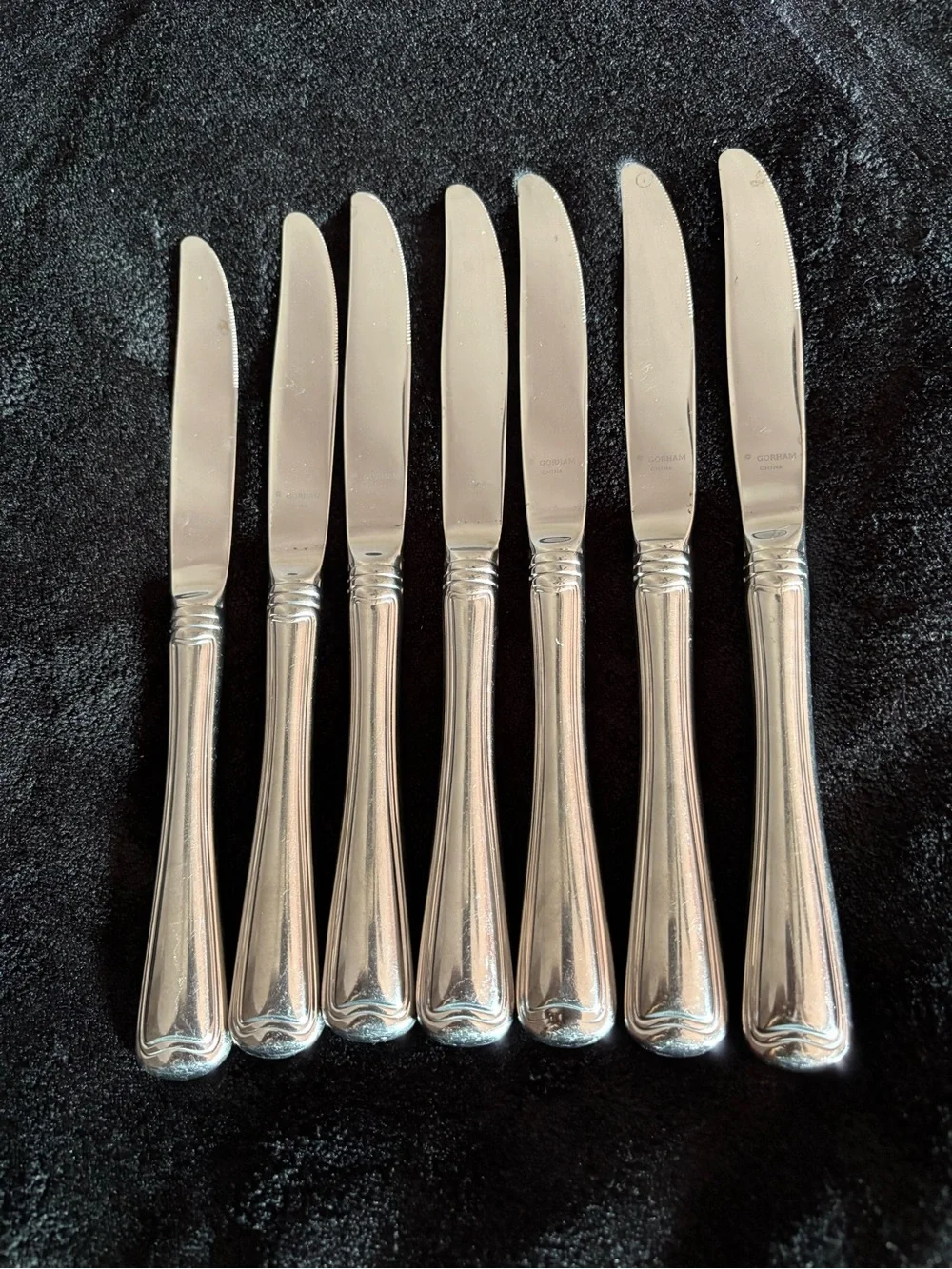 7 Piece Gorham MONET Dinner Knives Set Stainless Steel Glossy 9” Flatwear